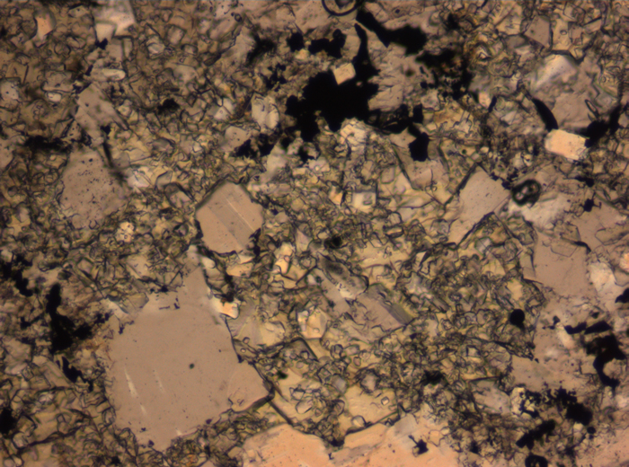 Thin Section Photograph of Apollo 16 Sample 65015,164 in Plane-Polarized Light at 2.5x Magnification and 2.85 mm Field of View (View #15)