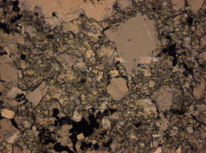 Thin Section Photograph of Apollo 16 Sample 65015,164 in Plane-Polarized Light at 2.5x Magnification and 2.85 mm Field of View (View #51)
