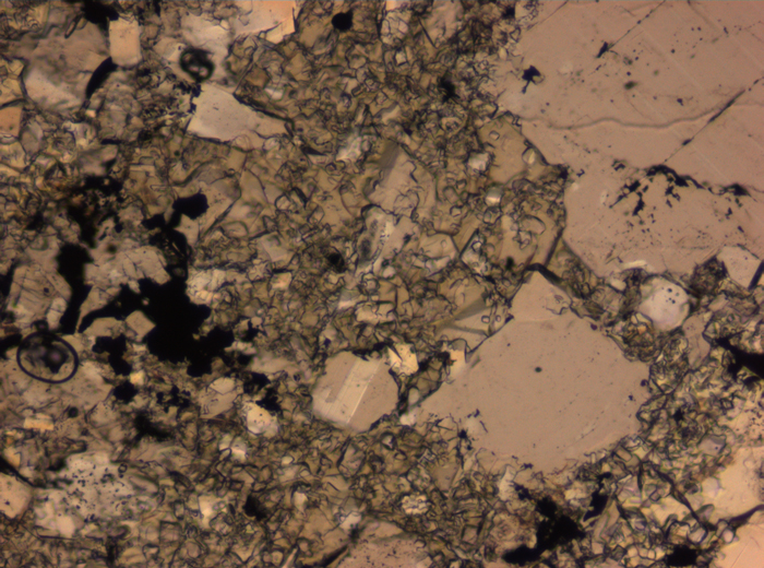 Thin Section Photograph of Apollo 16 Sample 65015,164 in Plane-Polarized Light at 2.5x Magnification and 2.85 mm Field of View (View #65)