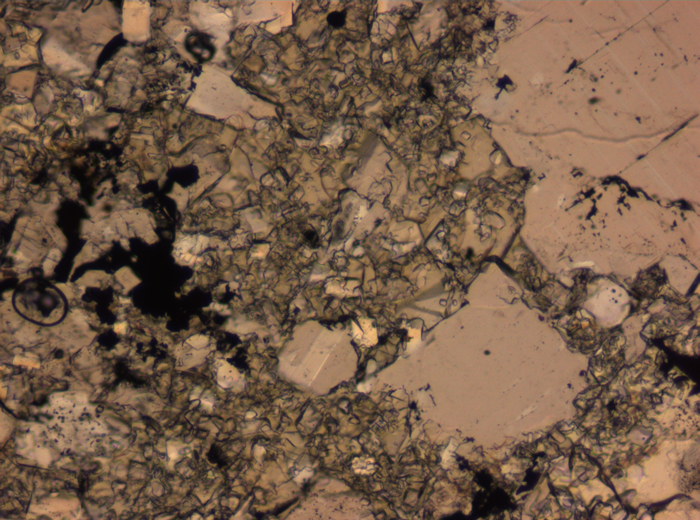 Thin Section Photograph of Apollo 16 Sample 65015,164 in Plane-Polarized Light at 2.5x Magnification and 2.85 mm Field of View (View #66)