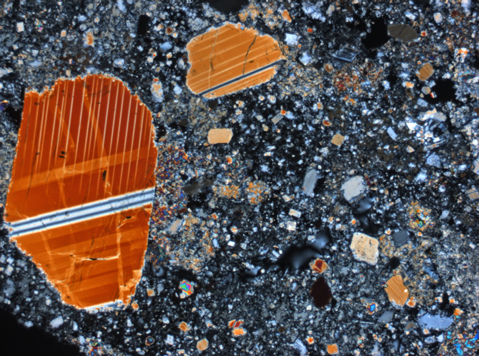Thin Section Photograph of Apollo 16 Sample 65015,164 in Cross-Polarized Light at 2.5x Magnification and 2.85 mm Field of View (View #1)