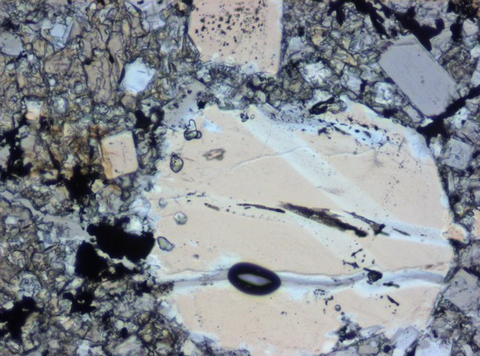 Thin Section Photograph of Apollo 16 Sample 65015,164 in Plane-Polarized Light at 10x Magnification and 1.15 mm Field of View (View #4)