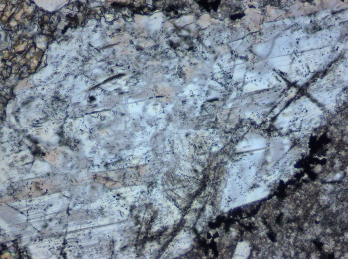 Thin Section Photograph of Apollo 16 Sample 65015,164 in Plane-Polarized Light at 10x Magnification and 1.15 mm Field of View (View #5)