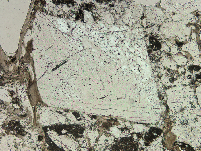 Thin Section Photograph of Apollo 16 Sample 68115,3 in Plane-Polarized Light at 5x Magnification and 2.3 mm Field of View (View #2)