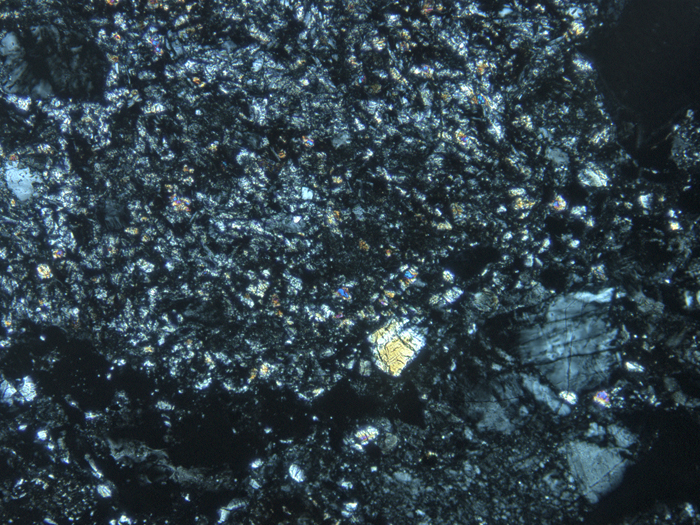 Thin Section Photograph of Apollo 16 Sample 68115,3 in Cross-Polarized Light at 10x Magnification and 1.15 mm Field of View (View #3)