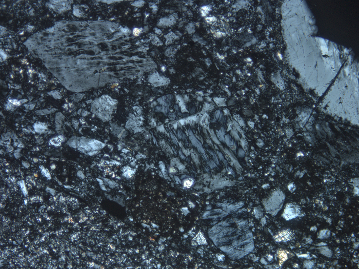 Thin Section Photograph of Apollo 16 Sample 68115,3 in Cross-Polarized Light at 10x Magnification and 1.15 mm Field of View (View #6)