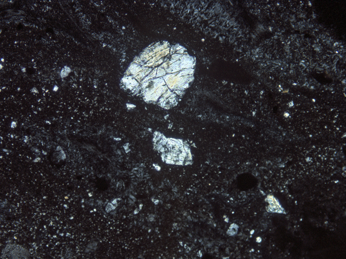 Thin Section Photograph of Apollo 16 Sample 68815,17 in Cross-Polarized Light at 10x Magnification and 1.15 mm Field of View (View #4)