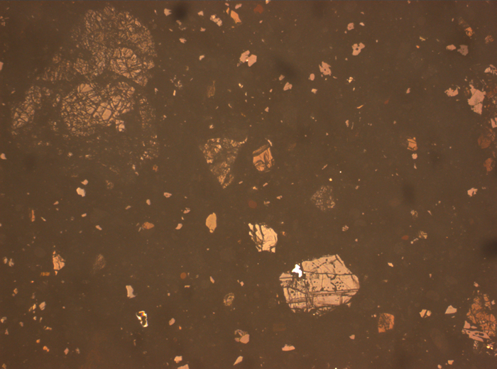 Thin Section Photograph of Apollo 17 Sample 70002,368 in Reflected Light at 2.5x Magnification and 2.85 mm Field of View (View #1)