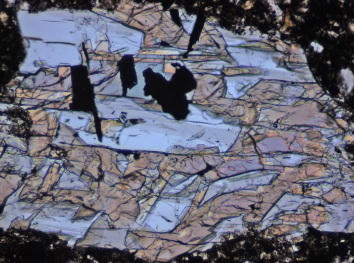 Thin Section Photograph of Apollo 17 Sample 70002,368 in Plane-Polarized Light at 10x Magnification and 0.7 mm Field of View (View #3)