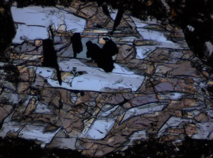 Thin Section Photograph of Apollo 17 Sample 70002,368 in Plane-Polarized Light at 10x Magnification and 0.7 mm Field of View (View #3)