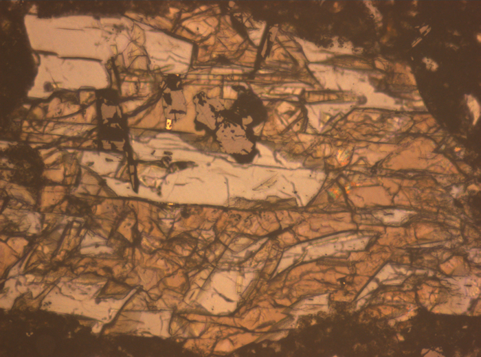 Thin Section Photograph of Apollo 17 Sample 70002,368 in Reflected Light at 10x Magnification and 0.7 mm Field of View (View #3)