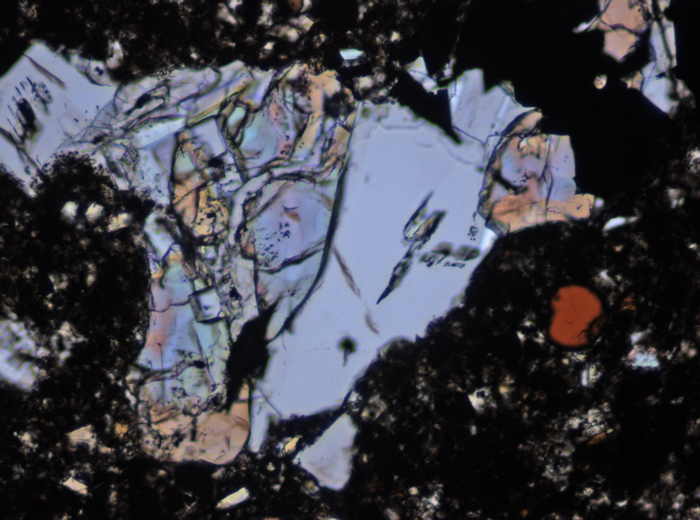 Thin Section Photograph of Apollo 17 Sample 70002,368 in Plane-Polarized Light at 10x Magnification and 0.7 mm Field of View (View #4)