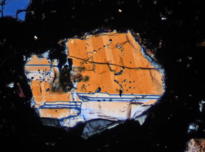 Thin Section Photograph of Apollo 17 Sample 70002,368 in Cross-Polarized Light at 10x Magnification and 0.7 mm Field of View (View #5)