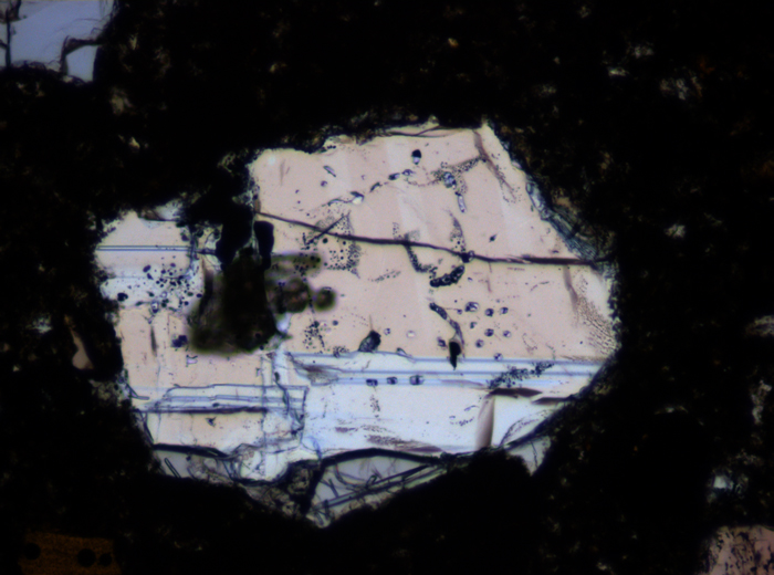 Thin Section Photograph of Apollo 17 Sample 70002,368 in Plane-Polarized Light at 10x Magnification and 0.7 mm Field of View (View #5)
