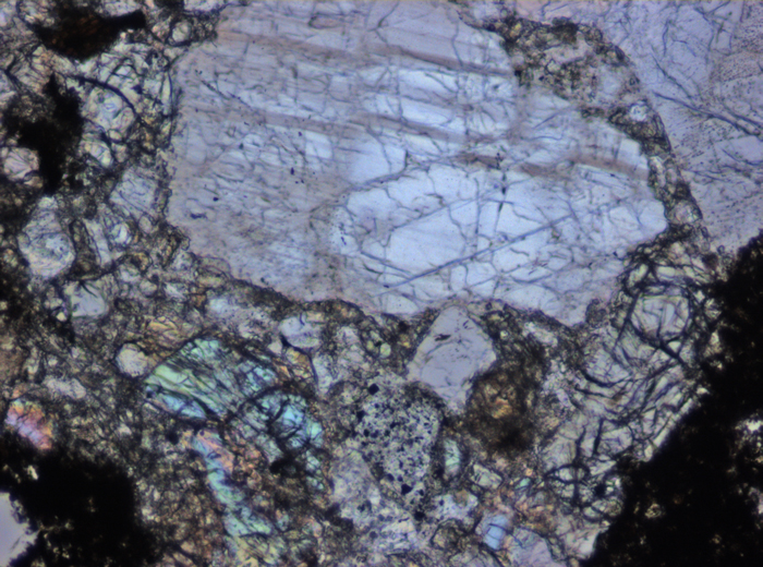 Thin Section Photograph of Apollo 17 Sample 70002,368 in Plane-Polarized Light at 10x Magnification and 0.7 mm Field of View (View #6)