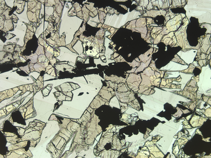 Thin Section Photograph of Apollo 17 Sample 70017,223 in Plane-Polarized Light at 5x Magnification and 2.3 mm Field of View (View #1)