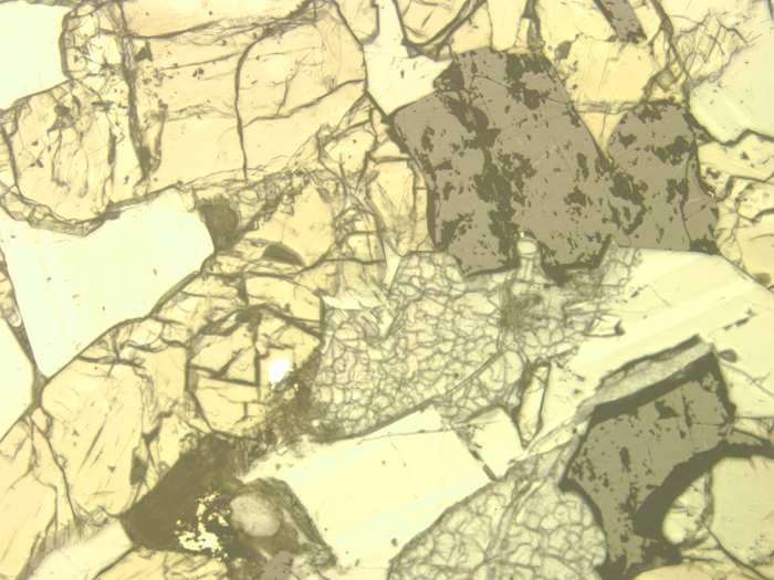 Thin Section Photograph of Apollo 17 Sample 70017,223 in Reflected Light at 10x Magnification and 1.15 mm Field of View (View #2)