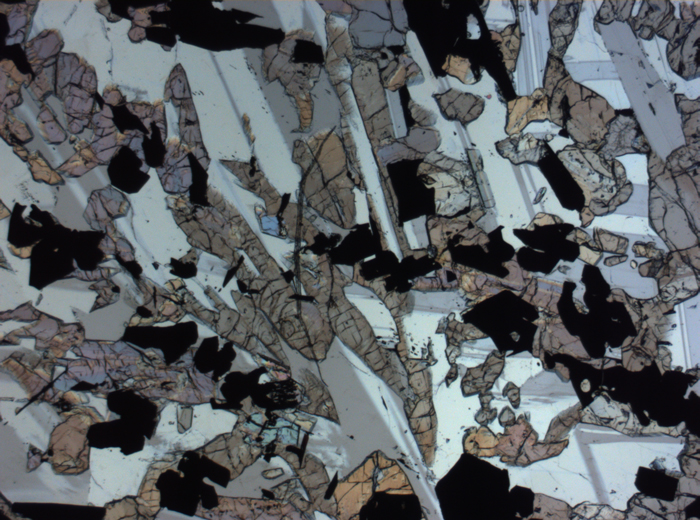 Thin Section Photograph of Apollo 17 Sample 70017,223 in Plane-Polarized Light at 2.5x Magnification and 2.85 mm Field of View (View #1)