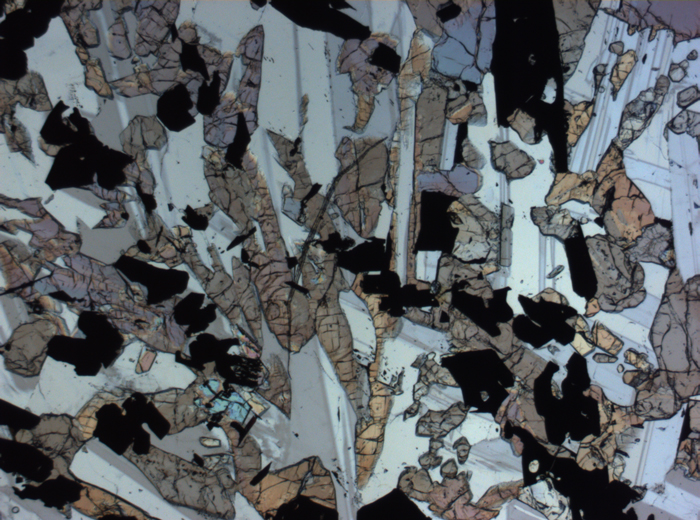Thin Section Photograph of Apollo 17 Sample 70017,223 in Plane-Polarized Light at 2.5x Magnification and 2.85 mm Field of View (View #5)