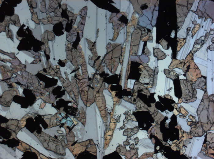 Thin Section Photograph of Apollo 17 Sample 70017,223 in Plane-Polarized Light at 2.5x Magnification and 2.85 mm Field of View (View #6)