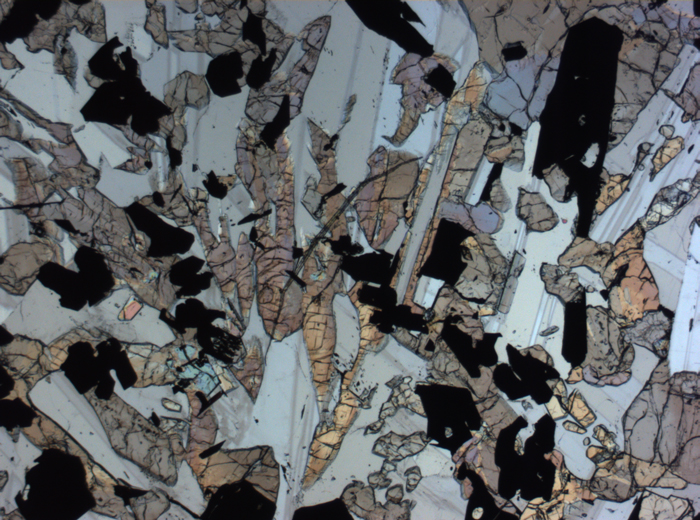 Thin Section Photograph of Apollo 17 Sample 70017,223 in Plane-Polarized Light at 2.5x Magnification and 2.85 mm Field of View (View #8)