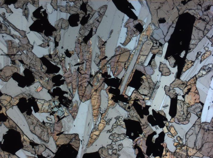 Thin Section Photograph of Apollo 17 Sample 70017,223 in Plane-Polarized Light at 2.5x Magnification and 2.85 mm Field of View (View #9)