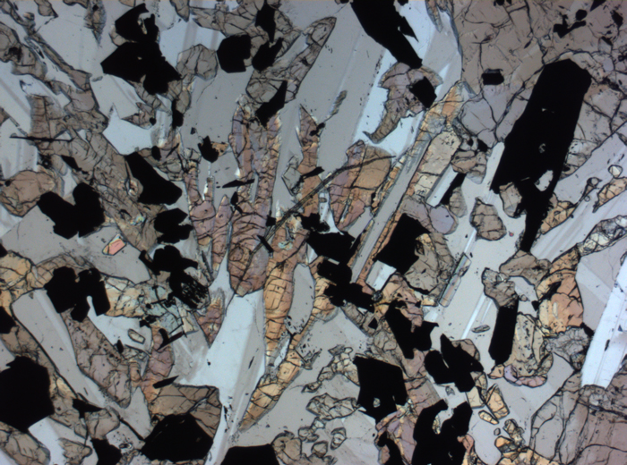 Thin Section Photograph of Apollo 17 Sample 70017,223 in Plane-Polarized Light at 2.5x Magnification and 2.85 mm Field of View (View #10)