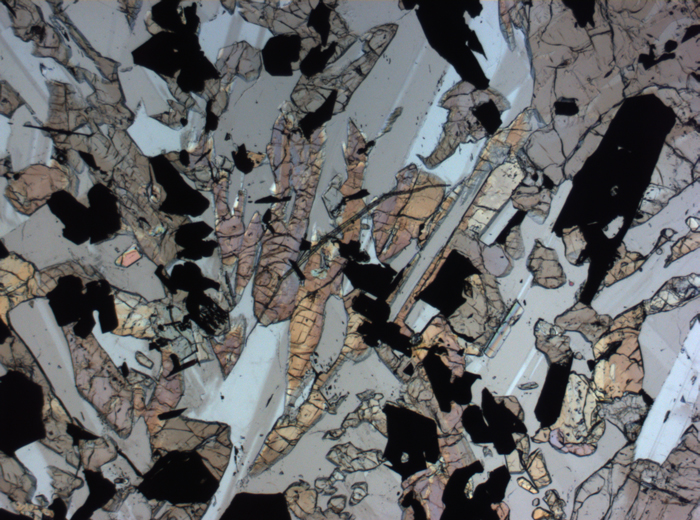 Thin Section Photograph of Apollo 17 Sample 70017,223 in Plane-Polarized Light at 2.5x Magnification and 2.85 mm Field of View (View #11)