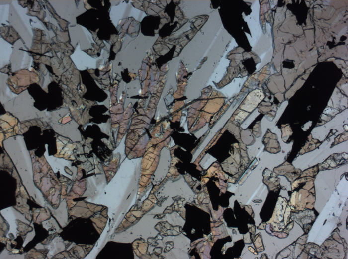 Thin Section Photograph of Apollo 17 Sample 70017,223 in Plane-Polarized Light at 2.5x Magnification and 2.85 mm Field of View (View #12)