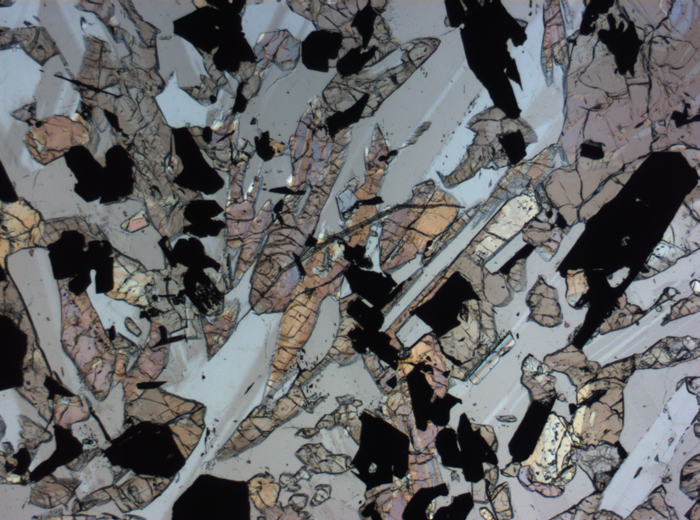 Thin Section Photograph of Apollo 17 Sample 70017,223 in Plane-Polarized Light at 2.5x Magnification and 2.85 mm Field of View (View #13)
