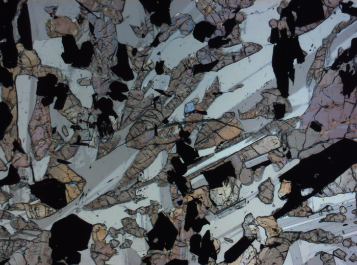 Thin Section Photograph of Apollo 17 Sample 70017,223 in Plane-Polarized Light at 2.5x Magnification and 2.85 mm Field of View (View #17)