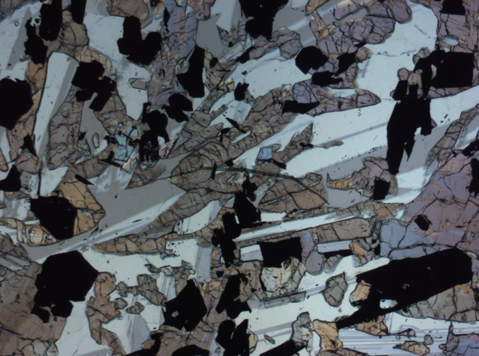 Thin Section Photograph of Apollo 17 Sample 70017,223 in Plane-Polarized Light at 2.5x Magnification and 2.85 mm Field of View (View #20)
