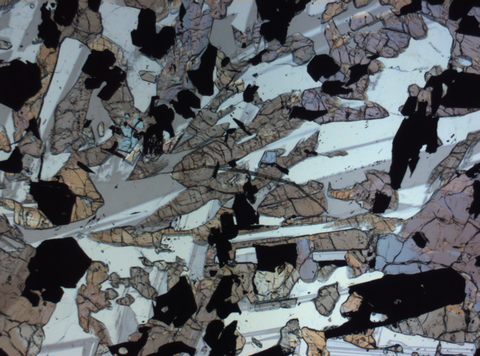 Thin Section Photograph of Apollo 17 Sample 70017,223 in Plane-Polarized Light at 2.5x Magnification and 2.85 mm Field of View (View #21)