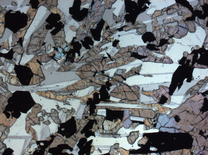 Thin Section Photograph of Apollo 17 Sample 70017,223 in Plane-Polarized Light at 2.5x Magnification and 2.85 mm Field of View (View #23)