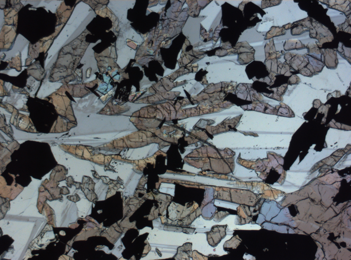 Thin Section Photograph of Apollo 17 Sample 70017,223 in Plane-Polarized Light at 2.5x Magnification and 2.85 mm Field of View (View #24)