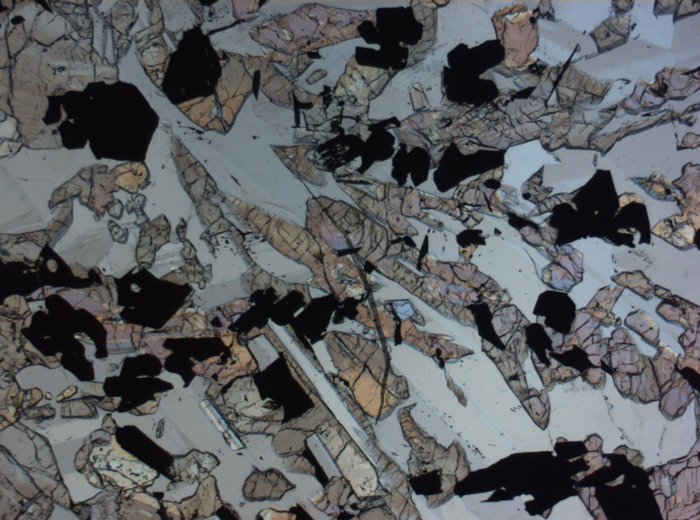 Thin Section Photograph of Apollo 17 Sample 70017,223 in Plane-Polarized Light at 2.5x Magnification and 2.85 mm Field of View (View #33)