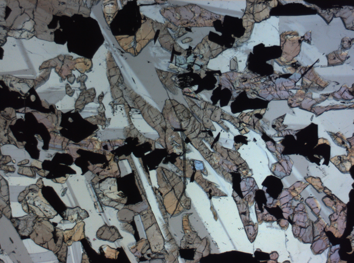 Thin Section Photograph of Apollo 17 Sample 70017,223 in Plane-Polarized Light at 2.5x Magnification and 2.85 mm Field of View (View #36)