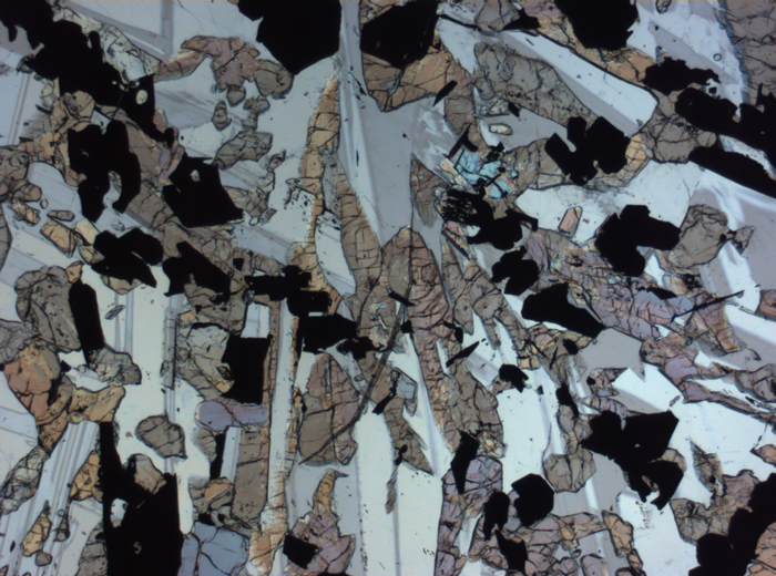 Thin Section Photograph of Apollo 17 Sample 70017,223 in Plane-Polarized Light at 2.5x Magnification and 2.85 mm Field of View (View #41)