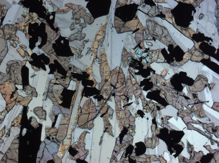 Thin Section Photograph of Apollo 17 Sample 70017,223 in Plane-Polarized Light at 2.5x Magnification and 2.85 mm Field of View (View #43)