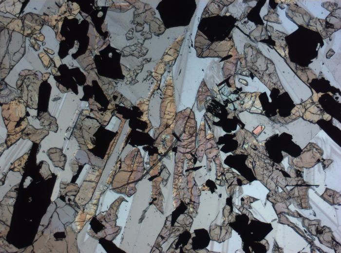 Thin Section Photograph of Apollo 17 Sample 70017,223 in Plane-Polarized Light at 2.5x Magnification and 2.85 mm Field of View (View #45)