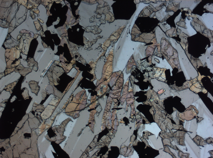 Thin Section Photograph of Apollo 17 Sample 70017,223 in Plane-Polarized Light at 2.5x Magnification and 2.85 mm Field of View (View #47)
