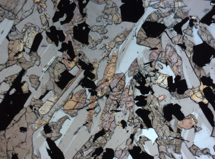 Thin Section Photograph of Apollo 17 Sample 70017,223 in Plane-Polarized Light at 2.5x Magnification and 2.85 mm Field of View (View #48)