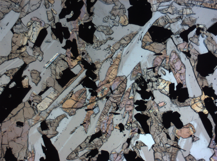 Thin Section Photograph of Apollo 17 Sample 70017,223 in Plane-Polarized Light at 2.5x Magnification and 2.85 mm Field of View (View #49)