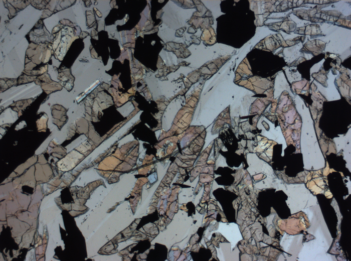 Thin Section Photograph of Apollo 17 Sample 70017,223 in Plane-Polarized Light at 2.5x Magnification and 2.85 mm Field of View (View #50)