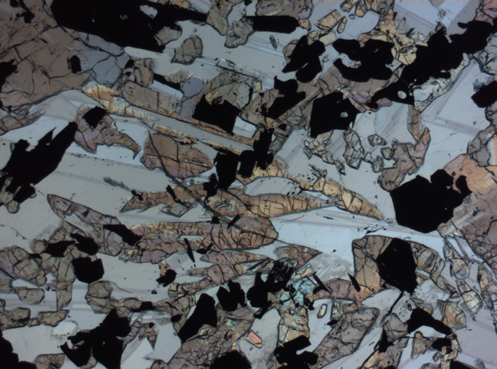 Thin Section Photograph of Apollo 17 Sample 70017,223 in Plane-Polarized Light at 2.5x Magnification and 2.85 mm Field of View (View #62)