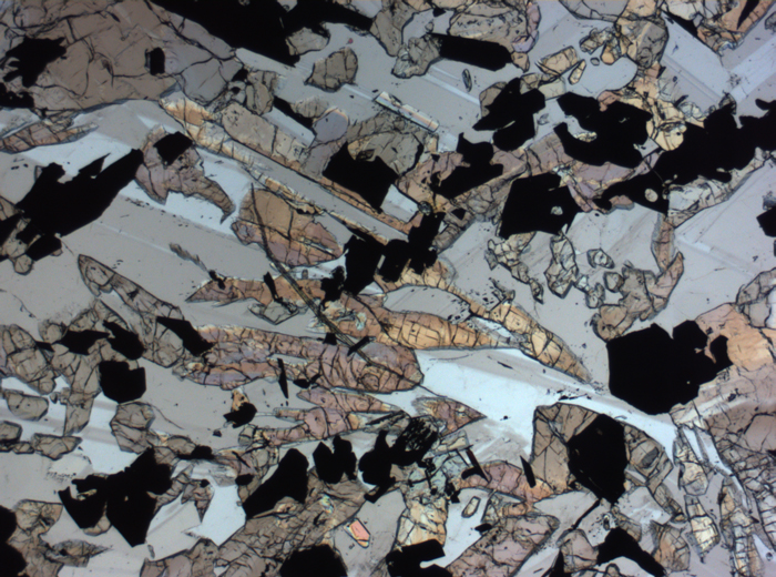 Thin Section Photograph of Apollo 17 Sample 70017,223 in Plane-Polarized Light at 2.5x Magnification and 2.85 mm Field of View (View #64)