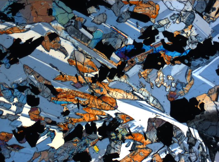 Thin Section Photograph of Apollo 17 Sample 70017,223 in Cross-Polarized Light at 2.5x Magnification and 2.85 mm Field of View (View #65)