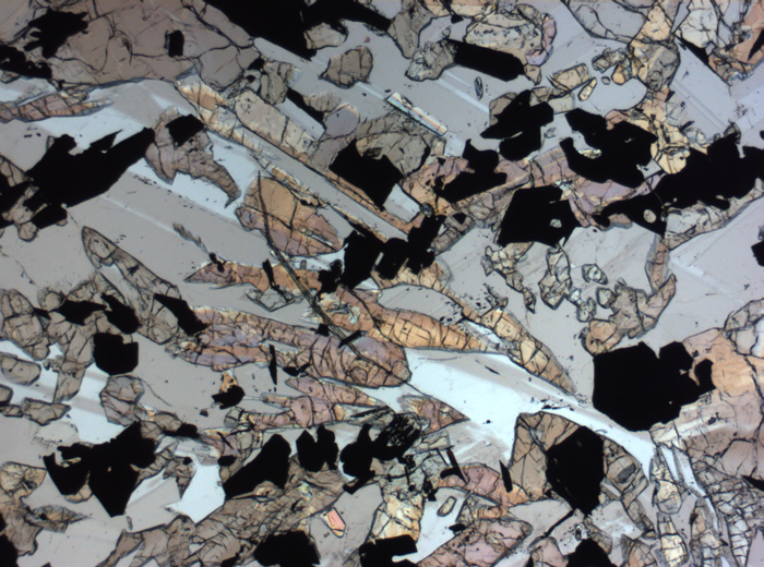 Thin Section Photograph of Apollo 17 Sample 70017,223 in Plane-Polarized Light at 2.5x Magnification and 2.85 mm Field of View (View #65)
