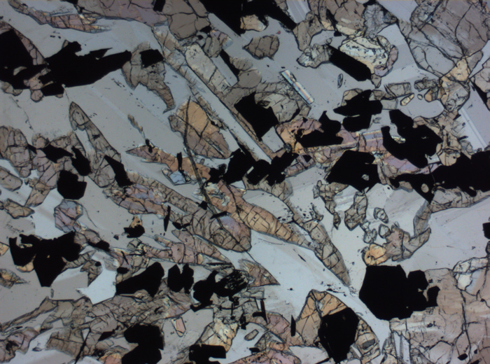 Thin Section Photograph of Apollo 17 Sample 70017,223 in Plane-Polarized Light at 2.5x Magnification and 2.85 mm Field of View (View #68)