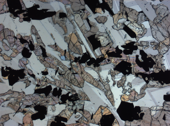 Thin Section Photograph of Apollo 17 Sample 70017,223 in Plane-Polarized Light at 2.5x Magnification and 2.85 mm Field of View (View #7)